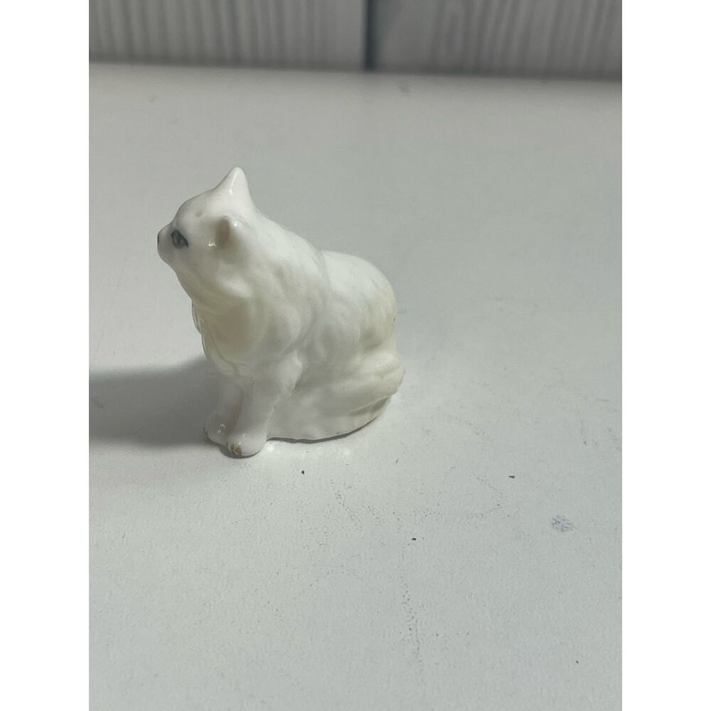 Vintage Miniature All White Cat Kitten Ceramic - Picture 2 of 5